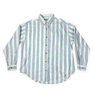 Justin Allen Chemise Striped Button Down Womens Shirt Large Boxy 90s Cotton